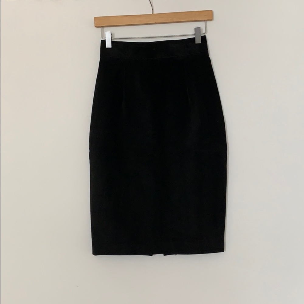 Vintage Black Suede Pencil Skirt